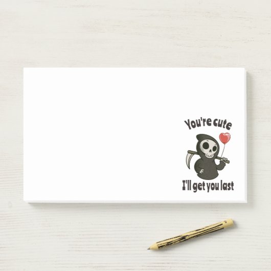 Schattigee Grim Reaper met romantisch hart Post-it® Notes (Op bureau)