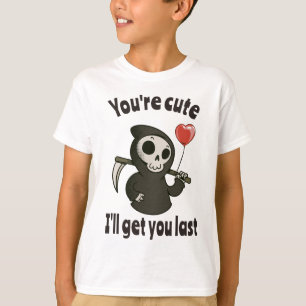Schattigee Grim Reaper met romantisch hart T-shirt