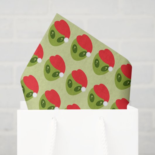 Schattigee groene alien in Santa Hat Pattern Tissuepapier (Cadeauzakje)