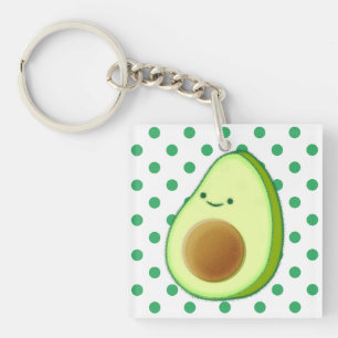 Schattigee groene avocado tekening groene polka st sleutelhanger