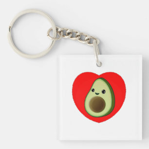Schattigee groene Baby Cartoon avocado in rood har Sleutelhanger