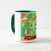 Schattigee Groene Baby Olifant Rainbow Aangepaste  Mok (Voorkant links)