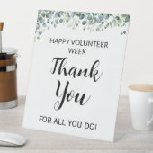 Schattigee groene bladeren Vrijwilliger bedankt Reclamebord Met Voetstuk (Insitu)