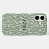 Schattigee groene bladprint met naam Case-Mate iPhone case (Achterkant (horizontaal))