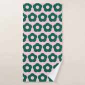 Schattigee Groene Bloempatroon Retro Badhanddoek (Badhanddoek)