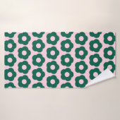 Schattigee Groene Bloempatroon Retro Badhanddoek (Badhanddoek)
