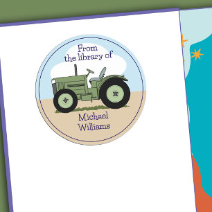 Schattigee Groene Boerderij Tractor Gepersonalisee Ronde Sticker