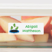 Schattigee groene bonen trampoline cartoon geperso labels (Aangebracht)