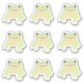 Schattigee Groene Boomkikker - 9x op maat gesneden Sticker