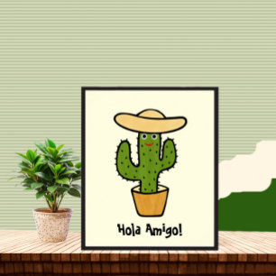 Schattigee groene cactus poster