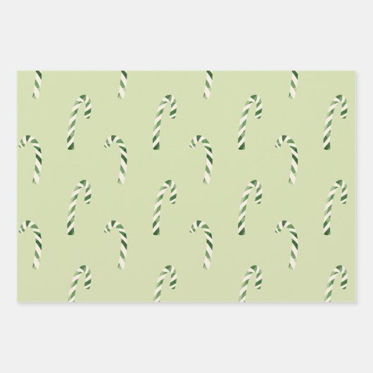 Schattigee Groene Candy Canes Kerstvakantie Inpakpapier Vel (Voorkant)