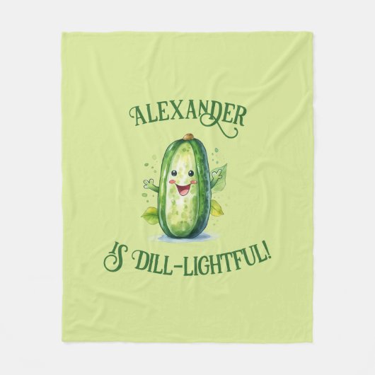 Schattigee groene Cartoon augurk Fleece Deken (Voorkant)
