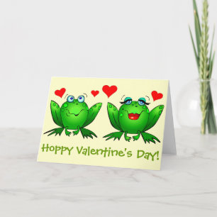 Schattigee Groene Cartoon Kikkers Hoppy Valentijns Feestdagen Kaart