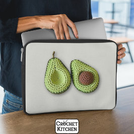 Schattigee Groene Cottagecore Haak Avocado Monogra Laptop Sleeve