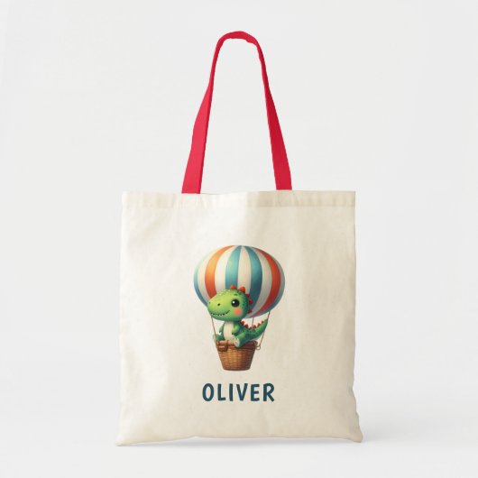 Schattigee groene Dino neemt vlucht in een heteluc Tote Bag (Voorkant)
