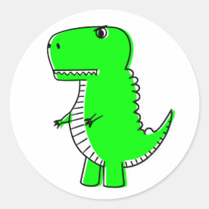 Schattigee groene dinosaurustekening ronde sticker