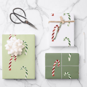Schattigee groene en rode snoep Canes kerstvakanti Inpakpapier Vel