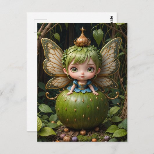 Schattigee groene fee briefkaart (Voorkant / Achterkant)