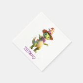 Schattigee groene goochelaar dinosaurus servet (Hoek)