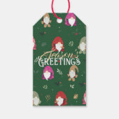 Schattigee Groene Kerst Kleurrijke Gnomen Cadeaulabel (Voorkant)
