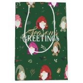 Schattigee Groene Kerst Kleurrijke Gnomen Medium Cadeauzakje (Voorkant)