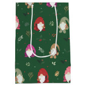 Schattigee Groene Kerst Kleurrijke Gnomen Medium Cadeauzakje (Achterkant)