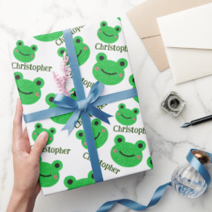 Schattigee Groene Kikker Patroon Plezier Cadeaupapier