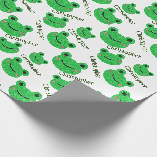 Schattigee Groene Kikker Patroon Plezier Cadeaupapier (Hoek)