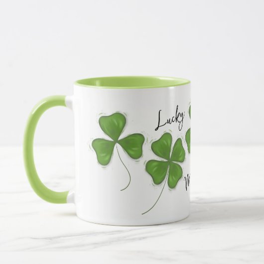 Schattigee groene klavertjevier gepersonaliseerd mok (Links)