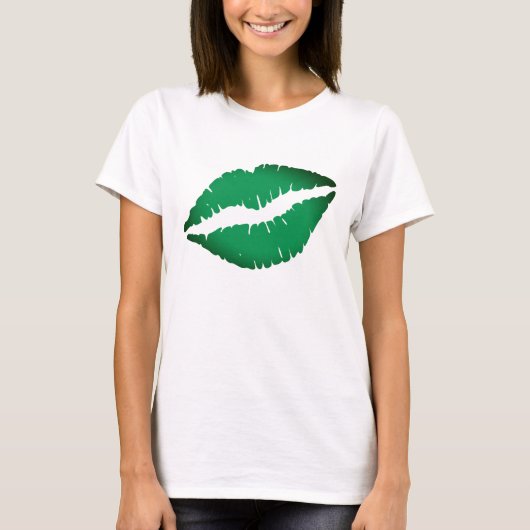 Schattigee groene lippen kus me ik ben Iers St Pat T-shirt (Voorkant)