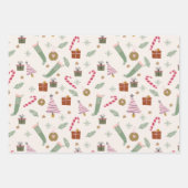 Schattigee groene pastel Waterverf kerstpatroon Inpakpapier Vel (Voorkant)