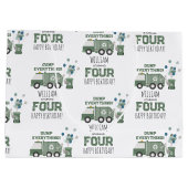 Schattigee Groene Recycling Truck Kinder Naam Age  Groot Cadeauzakje (Achterkant)