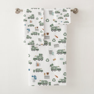 Schattigee groene recyclingtruck Kinder voertuigen Bad Handdoek