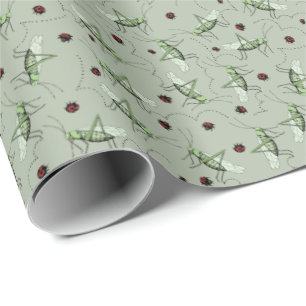 Schattigee groene sprinkhanen Insect Kinder Cadeaupapier