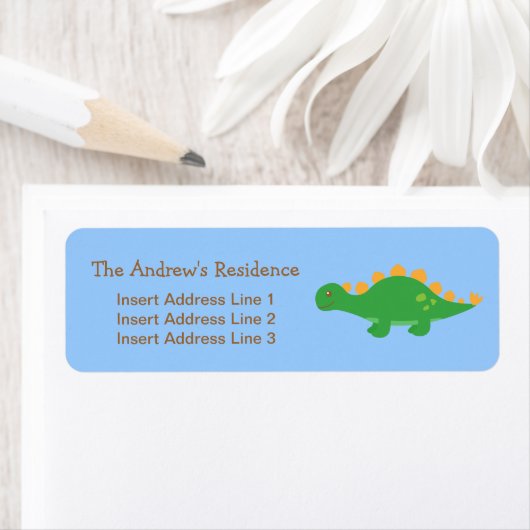 Schattigee Groene Stegosaurus Dinosaur, Voor kinde Etiket (Insitu)