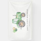Schattigee groene tractorverjaardag spandoek (Verticaal)