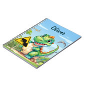 Schattigee groene trex dinosaurus gepersonaliseerd notitieboek (Linkerzijde)