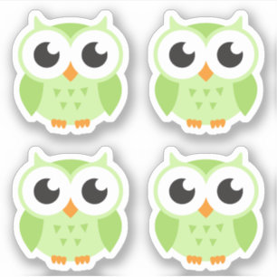 Schattigee groene uil stickers