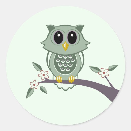 Schattigee groene uil Stickers (Voorkant)