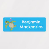 Schattigee groene zee schildpad Happy cartoon gepe Labels (Design 1)