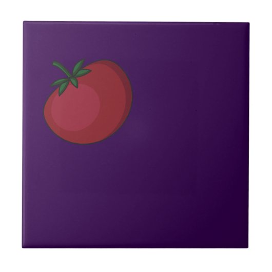 Schattigee groentepatroon tomaat paarse tegeltje (Voorkant)