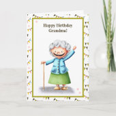 Schattigee grootmoeder gepersonaliseerde verjaarda kaart (Voorkant)