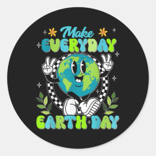 Schattigee Groovy Make Everyday Earth Day Clroom T Ronde Sticker
