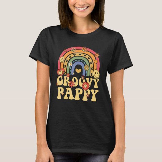 Schattigee Groovy Pappy Retro Groovy Rainbow T-shirt (Voorkant)