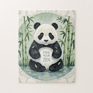 Schattigee Grote Chubby panda zittend in een lotus Legpuzzel