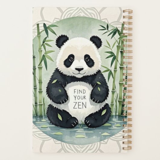 Schattigee Grote Chubby panda zittend in een lotus Planner (Achterkant)