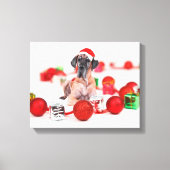 Schattigee Grote Deen Hond Kerstman Canvas Afdruk (Voorkant)