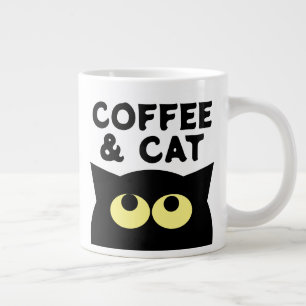 Schattigee grote dikke zwarte kat koffie mok voor