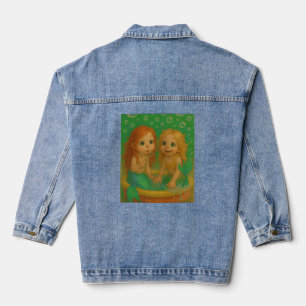Schattigee grote oog zeemeermin zussen wading pool denim jacket