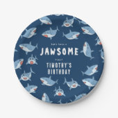 Schattigee grote witte haaien oceaan verjaardagsfe papieren bordje (Voorkant)